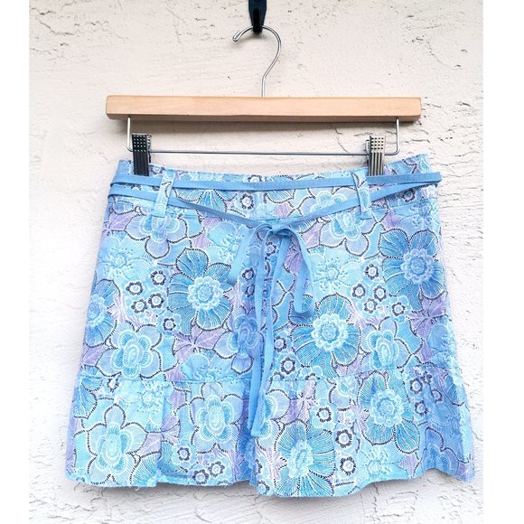 SO Floral Poplin Short Skirt w Ruffles (Juniors 5) - Picture 1 of 5